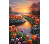 Jigsaw Puzzles for Adults 500, Sunset Tulips, Impossible Puzzle for Adults Educational Games, Challenging Puzzles, Puzzle Game for Men Women Elders Seniors