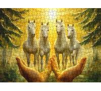 Jigsaw Puzzles for Adults 5000 dream White horse, Challenging Difficult Puzzle Wooden, 5000 Piece Jigsaw Puzzles for Adults Educational Game Decompression,Large Size Wall Art 61.6 x 41.5 inches w0-601