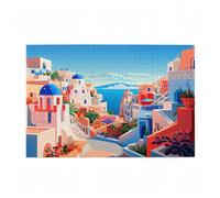 Jigsaw Puzzles for Adults 5000 Piece Aegean Sea Large Puzzle Landscape, Difficult Challenging Family Games for The Whole for Women, Wooden Jigsaws with Gift Box Packaging, Room Decor 105x156cm D-731
