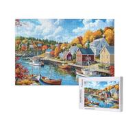Jigsaw Puzzles for Adults 5000 Piece Autumn Jigsaw Puzzles for Adults with Gift Box 105x156 cm,Wooden Puzzle Small Town Challenging Puzzle Games Home Decoration, for The Whole Family,p364t