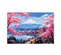 Jigsaw Puzzles for Adults 5000 Piece Mount Fuji Large Puzzle Cherry Blossoms, Difficult Challenging Family Games for The Whole for Women, Wooden Jigsaws with Gift Box Packaging, Decor 105x156cm D-691