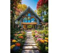 Jigsaw Puzzles For Adults 5000 Pieces Woods House Path, Challenging jigsaw puzzles 5000 pieces 61x41inch, Educational Game, Fun Activity for Home, for puzzle Lovers