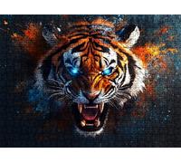 Jigsaw Puzzles for Adults 5000 Tiger flame, Challenging Difficult Puzzle Wooden, 5000 Piece Jigsaw Puzzles for Adults Educational Game Decompression, Large Size Wall Art 61.6 x 41.5 inches w0-279