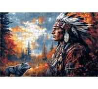 Jigsaw Puzzles for Adults 5000 Wolf 5000 Piece Jigsaw Puzzles for Adults, Challenging Puzzle Educational Game for The Whole for Women Gifts for Men Wall Art Room Decor Indians 64x42 In RXPT-10157