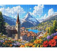 Jigsaw Puzzles for Adults 5000P, Large High Definition Puzzle Wooden, Relaxing Mind Game for Stress Relief, Creative Hobby, Room Wall Decor, Gifts for Men Women 61.6 x 41.5 inches Town Mountain f0-58