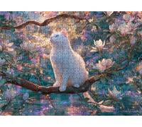 Jigsaw Puzzles for Adults 5000P, Large High Definition Puzzle Wooden, Relaxing Mind Game for Stress Relief, Creative Hobby, Room Wall Decor, Gifts for Men Women 61.6 x 41.5 inches Cat Magnolia f0-728
