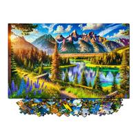 Jigsaw Puzzles for Adults 504 Pieces - Challenging Colorful and Unique with Large Poster - Letters on Back - AI Art - Rompecabezas para Adultos - Gifts for Adult, Couples, Teens (Colorful Mountains)