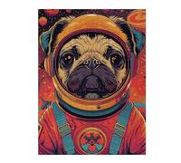 Jigsaw Puzzles for Adults 52x38cm/1000pcs Astronaut Space Pug Animal Jigsaw for Adults Relax Games For Family Fun Christmas Birthday Gifts 52x38cm/1000pcs