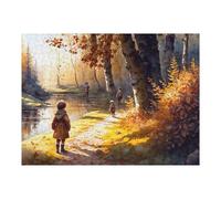 Jigsaw Puzzles for Adults 52x38cm/1000pcs Autumn Walk by The River Jigsaws for Adults Fun Games Perfect Decoration Challenging To Complete 52x38cm/1000pcs