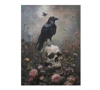 Jigsaw Puzzles for Adults 52x38cm/1000pcs Black Crow On Skull Jigsaw for Adults DIY Toys Analysis And Logic Great Gift for Gaming 52x38cm/1000pcs