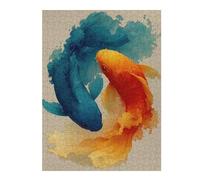 Jigsaw Puzzles for Adults 52x38cm/1000pcs Blue And Orange Koi Fish Illustration Jigsaw Puzzle DIY Toys Enhance Memory Gifts for Friends And Family 52x38cm/1000pcs