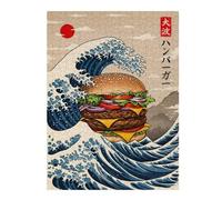 Jigsaw Puzzles for Adults 52x38cm/1000pcs Burger Great Wave Adult Puzzles Hands-on Game Stress Reliever Fun at Home Activities, 52x38cm/1000pcs