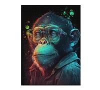 Jigsaw Puzzles for Adults 52x38cm/1000pcs Charming Chimpanzee Glasses Art Adult Jigsaw Hands-on Game Analysis And Logic Fun at Home Activities, 52x38cm/1000pcs