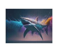 Jigsaw Puzzles for Adults 52x38cm/1000pcs Colorful Shark Splash Artwork -6 Adult Puzzles Fun Games But Fun And Humorous Gifts for Friends And Family 52x38cm/1000pcs