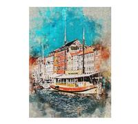 Jigsaw Puzzles for Adults 52x38cm/1000pcs Copenhagen in Watercolor Puzzles for Adults Relax Games Presents for Women Fun Activities at Home 52x38cm/1000pcs