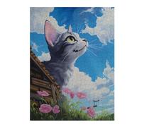Jigsaw Puzzles for Adults 52x38cm/1000pcs Cute Cat Look at The Sky Puzzles for Adults Relax Games Presents for Women Fun Activities at Home 52x38cm/1000pcs