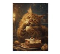 Jigsaw Puzzles for Adults 52x38cm/1000pcs Cute Orange Tabby Cat Cake Puzzles for Adults Anti-Stress Toys Improve Memory Deal As Gifts for The Whole Family 52x38cm/1000pcs