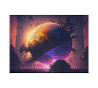 Jigsaw Puzzles for Adults 52x38cm/1000pcs Distant Planet with Futuristic Cityscape Jigsaw Toy Wall Decor Difficult Hard Deal As Gifts for The Whole Family 52x38cm/1000pcs