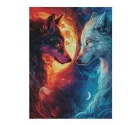 Jigsaw Puzzles for Adults 52x38cm/1000pcs Fire And Ice Wolf Jigsaw for Adults Relax Games For Family Fun Christmas Birthday Gifts 52x38cm/1000pcs