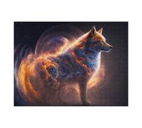 Jigsaw Puzzles for Adults 52x38cm/1000pcs Flame-Wrapped Wolf A Mystical Artwork Jigsaw Toy Wall Decor Difficult Hard Deal As Gifts for The Whole Family 52x38cm/1000pcs