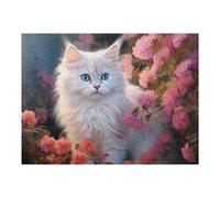 Jigsaw Puzzles for Adults 52x38cm/1000pcs Floral Fantasy White Cat with Blue Eyes -1 Jigsaw Relaxing Games Analysis And Logic Unique Birthday And Xmas Gifts 52x38cm/1000pcs