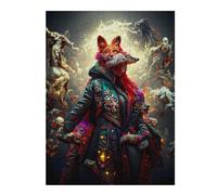Jigsaw Puzzles for Adults 52x38cm/1000pcs Fox in Ornate Coat with Spirits Jigsaws for Adults Relaxing Games Difficult Challenge Christmas Birthday Gifts 52x38cm/1000pcs