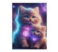 Jigsaw Puzzles for Adults 52x38cm/1000pcs Galactic Kittens with Glowing Hearts Adult Jigsaw Puzzle Relax Games Improve Memory Unique Birthday And Gifts 52x38cm/1000pcs