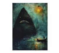Jigsaw Puzzles for Adults 52x38cm/1000pcs Giant Shark Moonlight Puzzles for Adults Fun Games Difficult Challenge Unique Birthday And Xmas Gifts 52x38cm/1000pcs
