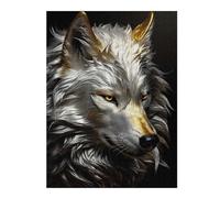 Jigsaw Puzzles for Adults 52x38cm/1000pcs Gold White Wolf Side View Puzzle for Adults Relaxing Games Perfect Decoration for Birthday, Chrismas 52x38cm/1000pcs