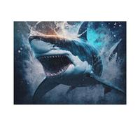 Jigsaw Puzzles for Adults 52x38cm/1000pcs Great White Shark Emerging from Water Jigsaws for Adults Fun Games Perfect Decoration Challenging To Complete 52x38cm/1000pcs