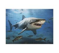 Jigsaw Puzzles for Adults 52x38cm/1000pcs Great White Shark Swimming Jigsaws for Adults Fun Games Perfect Decoration Challenging To Complete 52x38cm/1000pcs