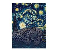 Jigsaw Puzzles for Adults 52x38cm/1000pcs Leopard Sleeping Under Starry Night Sky Jigsaw Relaxing Games Analysis And Logic Unique Birthday And Xmas Gifts 52x38cm/1000pcs