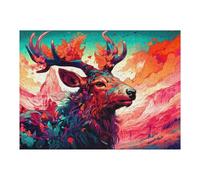 Jigsaw Puzzles for Adults 52x38cm/1000pcs Magical Deer in Fiery Landscape Jigsaws for Adults Fun Games Perfect Decoration Challenging To Complete 52x38cm/1000pcs