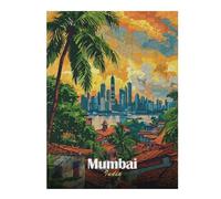 Jigsaw Puzzles for Adults 52x38cm/1000pcs Mumbai India Skyline Art Puzzle for Adults Relax Games Difficult Hard Gifts for Friends And Family 52x38cm/1000pcs