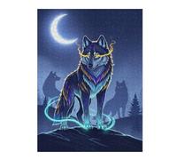 Jigsaw Puzzles for Adults 52x38cm/1000pcs Mystical Wolf Pack Under Crescent Moon Teenagers Puzzles Family Games Analysis And Logic Challenging Game Gifts 52x38cm/1000pcs
