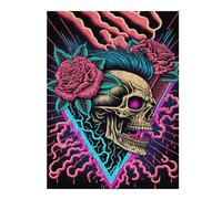 Jigsaw Puzzles for Adults 52x38cm/1000pcs Neon Skull with Roses Jigsaw Toy Wall Decor Difficult Hard Deal As Gifts for The Whole Family 52x38cm/1000pcs