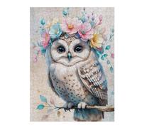 Jigsaw Puzzles for Adults 52x38cm/1000pcs Owl with Flower Crown Watercolor Adult Jigsaw Puzzle Relaxing Games Analysis And Logic Fun Activities at Home 52x38cm/1000pcs