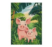 Jigsaw Puzzles for Adults 52x38cm/1000pcs Pigs in The Jungle Puzzle for Adults Relaxing Games Stress Reliever Help The Brain Exercise 52x38cm/1000pcs