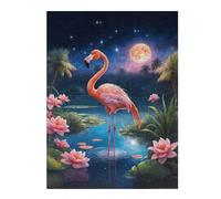 Jigsaw Puzzles for Adults 52x38cm/1000pcs Pink Flamingo Night Puzzles for Adults Fun Games Difficult Challenge Unique Birthday And Xmas Gifts 52x38cm/1000pcs