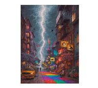 Jigsaw Puzzles for Adults 52x38cm/1000pcs Rainbow Cityscape with Lightning Strike Adult Puzzles Fun Games But Fun And Humorous Gifts for Friends And Family 52x38cm/1000pcs