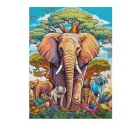 Jigsaw Puzzles for Adults 52x38cm/1000pcs Rainbow Elephants in Paradise Jigsaw Toy Wall Decor Difficult Hard Deal As Gifts for The Whole Family 52x38cm/1000pcs