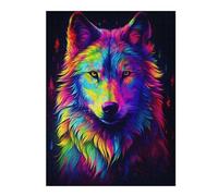 Jigsaw Puzzles for Adults 52x38cm/1000pcs Rainbow Wolf Portrait Puzzle for Adults Brain Teaser Game Precision Cutting Great Gift for Gaming 52x38cm/1000pcs