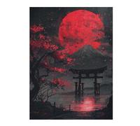 Jigsaw Puzzles for Adults 52x38cm/1000pcs Red Moon Torii Gate Fuji Jigsaw for Adults Brain Teaser Game A Work of Art Birthday Present, Gifts, 52x38cm/1000pcs