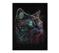 Jigsaw Puzzles for Adults 52x38cm/1000pcs Retro Abstract Cat Art Puzzles for Adults Fun Games Difficult Challenge Unique Birthday And Xmas Gifts 52x38cm/1000pcs