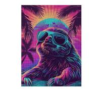 Jigsaw Puzzles for Adults 52x38cm/1000pcs Retro Sloth in Sunglasses Adult Puzzles Brain Teaser Game Hand Speed Race Unique Birthday And Gifts 52x38cm/1000pcs