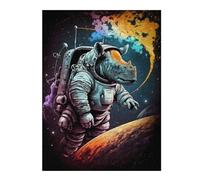 Jigsaw Puzzles for Adults 52x38cm/1000pcs Rhinoceros Astronaut in Space Puzzle for Adults Brain Teaser Game Precision Cutting Great Gift for Gaming 52x38cm/1000pcs