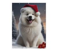 Jigsaw Puzzles for Adults 52x38cm/1000pcs Samoyed Dogs Santa Puzzles for Adults Relaxing Games Improve Memory Gifts for Friends And Family 52x38cm/1000pcs