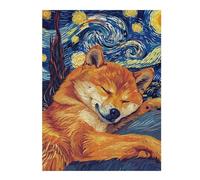 Jigsaw Puzzles for Adults 52x38cm/1000pcs Shiba Inu Starry Night Parody Art Jigsaws for Adults Fun Games Perfect Decoration Challenging To Complete 52x38cm/1000pcs
