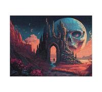Jigsaw Puzzles for Adults 52x38cm/1000pcs Skull Castle Under A Full Moon Jigsaws for Adults Fun Games Perfect Decoration Challenging To Complete 52x38cm/1000pcs