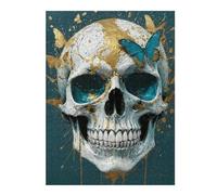 Jigsaw Puzzles for Adults 52x38cm/1000pcs Skull with Butterflies Jigsaw Puzzle Hands-on Game Difficult Challenge Gifts for Friends And Family 52x38cm/1000pcs